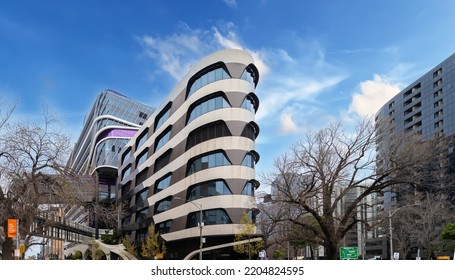 Residential And Commerical High Rise Apartment Building In Inner Melbourne Suburb VIC Australia. Residential And Commercial Building Complex In Leafy Suburbia. Urban Living High Density Suburban City 