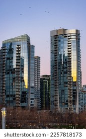 Residential Highrise Apartment Buildings in Coal Harbour, Downtown Vancouver, British Columbia, Canada. Winter Sunrise - Shutterstock ID 2257818173