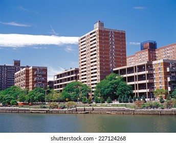 Residential Homes On The Bank Of The Harlem River.