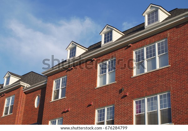 Residential House Dormers Red Brick Wall Miscellaneous