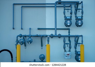 Residential Natural Gas Meter Measuring Gas Consumption.