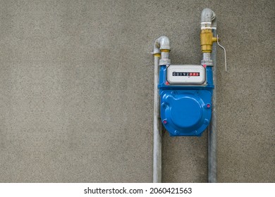 Residential Natural Gas Meter Measuring Gas Consumption.