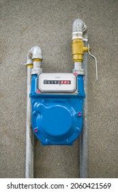 Residential Natural Gas Meter Measuring Gas Consumption.