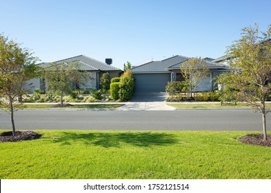 Residential neighbourhood street with some modern Australian homes. The beautiful environment in Melbourne's suburb.VIC Australia. - Shutterstock ID 1752121514