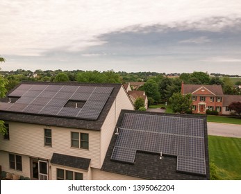 Residential Solar Panels Installed On A Home Roof