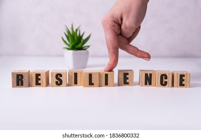 Resilience Word Concept On Cubes On White Background.