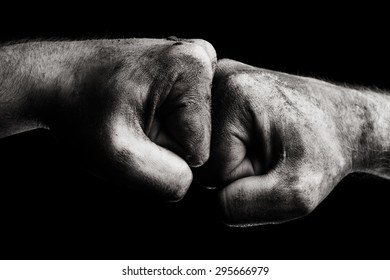 Resistance. Dirty Male Clenched Fist