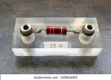Resistor Of 33 Ohm Used For Demonstration And Physics Experiments In Science Class At School
