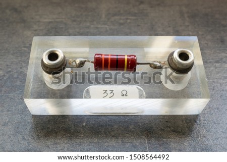 Resistor of 33 Ohm used for demonstration and physics experiments in science class at school