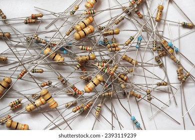 Resistor stack. Electric and electronic circuit component. Abstract electrical background. 