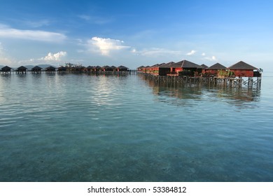 Resort Built Over The Sea On Mabul Island Malaysian Borneo