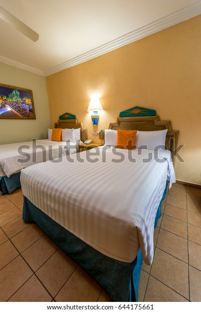 Resort Hotel Bedroom Modern Comfortable Elegant Stock Photo