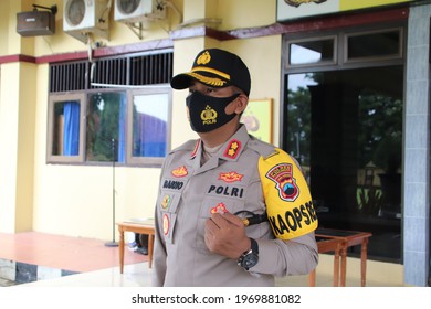 Resort Police Chief Wearing Full Spooky And Baton, Pekalongan, Indonesia, April 13, 2021