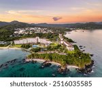 Resorts along the coast of the main island of Okinawa, Japan.