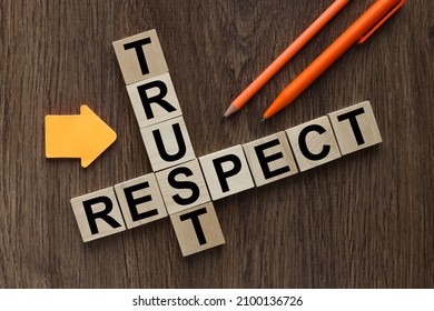 respect word written on wood block. respect text on table, concept. - Shutterstock ID 2100136726