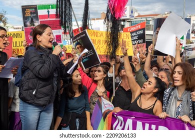 In Response To The Arrest Of An Iranian Woman Mahsa Amini By The Country's Morality Police In Tehran, A Protest Demonstration Was Held In Kadikoy Istanbul, Turkey On October 2, 2022.