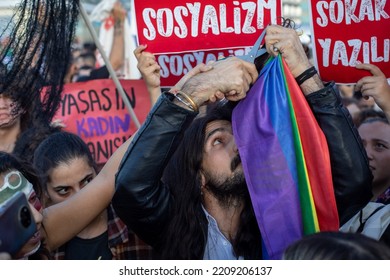 In Response To The Arrest Of An Iranian Woman Mahsa Amini By The Country's Morality Police In Tehran, A Protest Demonstration Was Held In Kadikoy Istanbul, Turkey On October 2, 2022.