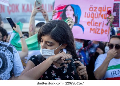 In Response To The Arrest Of An Iranian Woman Mahsa Amini By The Country's Morality Police In Tehran, A Protest Demonstration Was Held In Kadikoy Istanbul, Turkey On October 2, 2022.