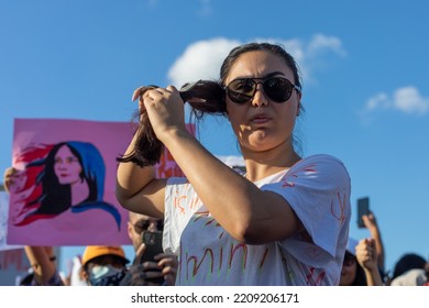 In Response To The Arrest Of An Iranian Woman Mahsa Amini By The Country's Morality Police In Tehran, A Protest Demonstration Was Held In Kadikoy Istanbul, Turkey On October 2, 2022.