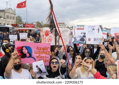 In Response To The Arrest Of An Iranian Woman Mahsa Amini By The Country's Morality Police In Tehran, A Protest Demonstration Was Held In Kadikoy Istanbul, Turkey On October 2, 2022.