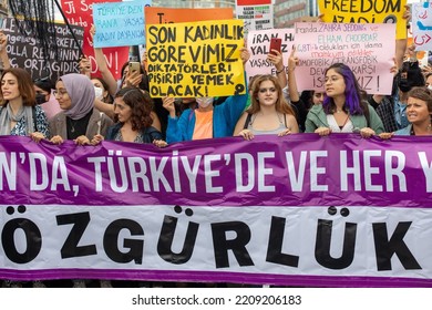 In Response To The Arrest Of An Iranian Woman Mahsa Amini By The Country's Morality Police In Tehran, A Protest Demonstration Was Held In Kadikoy Istanbul, Turkey On October 2, 2022.