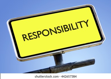 Responsibility Word On Roadsign Yellow Background Stock Photo 442657384 ...