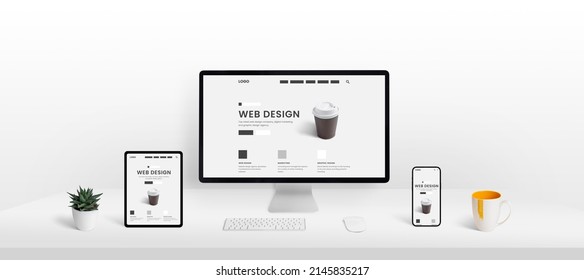 Responsive web page layout on computer, tablet and smart phone display
