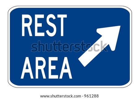 Rest area right sign isolated on a white background