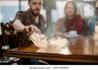 Rest In Hookah, Man Makes Tornado Out Of Smoke Shisha, Friends Watch And Talking.