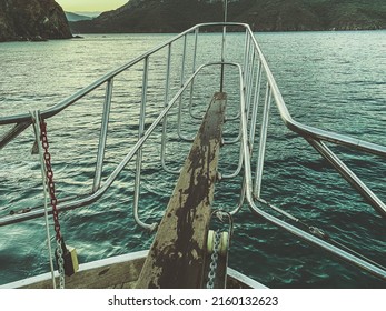 Rest On The Sea, A Walk On A Yacht On The Waves. On A Ship There Is A Bridge For Tourists To Jump Into The Water. Scuba Diving For Tourists. Sunset Walk On The Water.