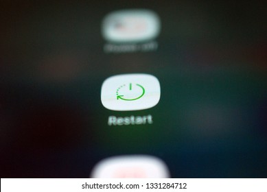 Restart Icon On A Smartphone Screen,  