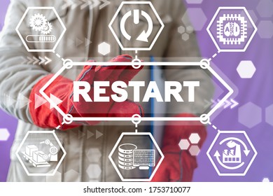 Restart Industry Production Concept. Reset Update Industrial Process. Modernization Of Manufacturing Facilities.