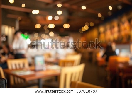 The restaurant blurred background