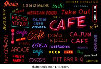 Restaurant and Cafe Neon Sign Collection 
