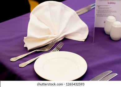 Restaurant Dining Table Plate Table Cloth Stock Photo (Edit Now) 1265432593