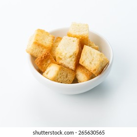 Restaurant Food -  Salted Crouton  Beer Snack Isolated At The White Background