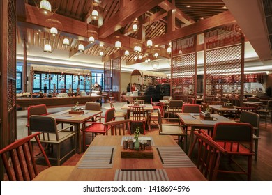 Restaurant interior, part of hotel, Asian Zen&Chinese style design. - Powered by Shutterstock