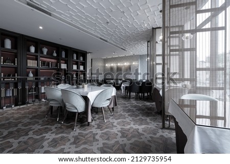 Restaurant interior, part of hotel, Asian Zen and Chinese style design.
