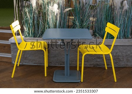 Restaurant Table, Empty Cafe Tables, Bistro Seat, Bar Terrace, Outdoor Restaurants, Cafeteria, Outside Trattoria, City Coffee Shops Furniture, Summer Street Table