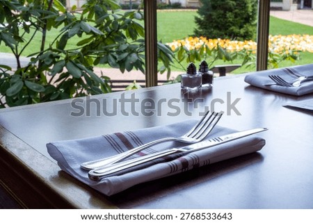 Restaurant Table Setting with Garden View at Peddler's Village PA