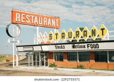 Restaurant vintage sign, on Route 66 in Santa Rosa, New Mexico - Powered by Shutterstock