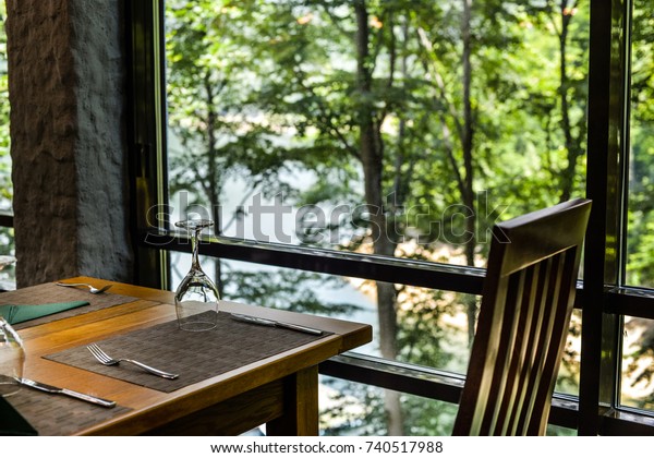 Restaurant Wooden Table Woods Stock Photo Edit Now 740517988