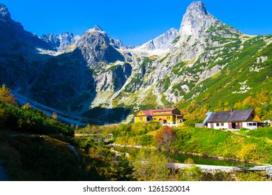 Restaurants Are Under The Peak Mountain Of Tatry In Slovakia