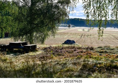 Resting Area With Scenic Outlook Over Farmers Fields