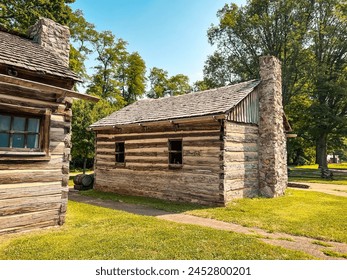 Restored home that Abraham Lincoln lived in at Lincoln's New Salem State Historic Site. A reconstruction of the former village of New Salem in Menard County, Illinois, where Lincoln lived 1831 - 1837.