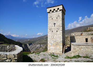 Restored Khoi Pagan Worship Tower, Outskirts Of Khoy Village Which Located On The Bank Of Ahkhete River. Chechnya (Chechen Republic), Russia, Caucasus. 