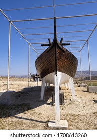 Restored Old Boat In The Ruins Of The Old Town Of Khor Rori, On The Silk Road. Oman