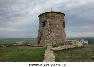 A Restored Stone Tower On The High Bank Of The River, Built Before The Mongol Invasion. The Ancient Part Of The Tower Is Visible As Lighter.