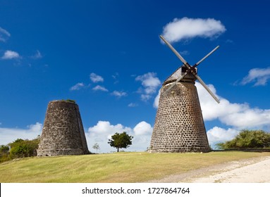 The restored sugar plantation windmills at Betty's Hope in the heart of Antigua.