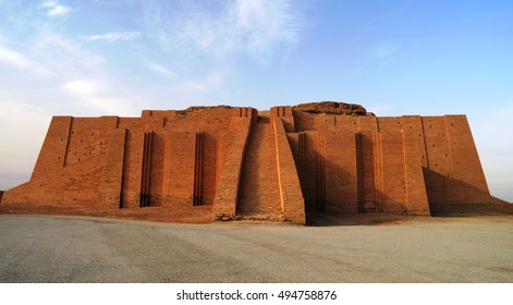 Restored ziggurat in ancient Ur, sumerian temple in Iraq